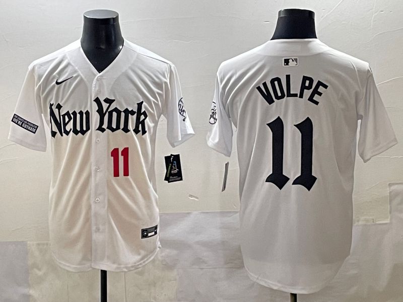 Men 2025 New York Yankees #11 Volpe White Five generations Joint Name Nike MLB Jersey style 33